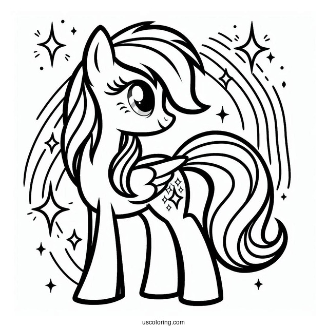 Outline of Princess Rainbow Dash for Preschoolers