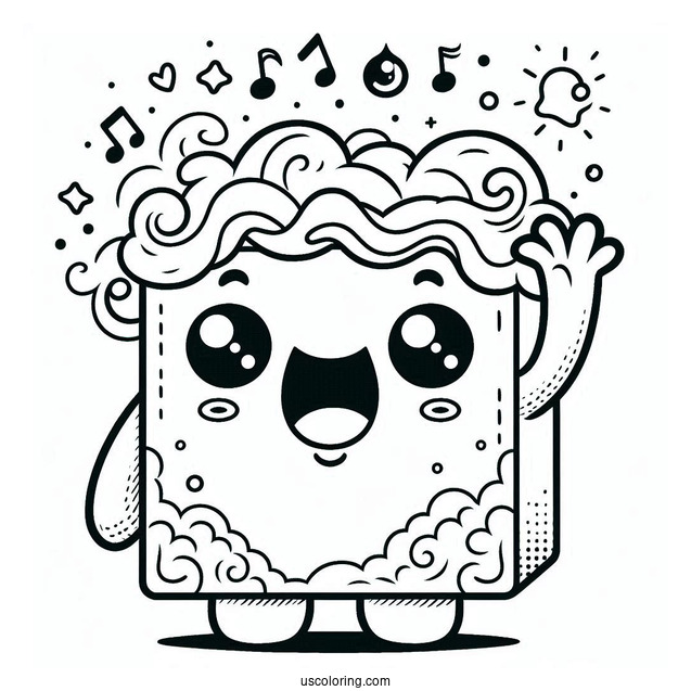 Kawaii Wubbox Waving My Singing Monsters Coloring Page