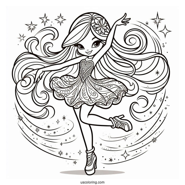 Easy Shimmer And Shine Coloring Page Dancing Outline