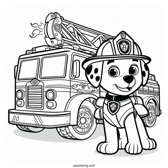 Coloring Page Of Marshall With Fire Truck