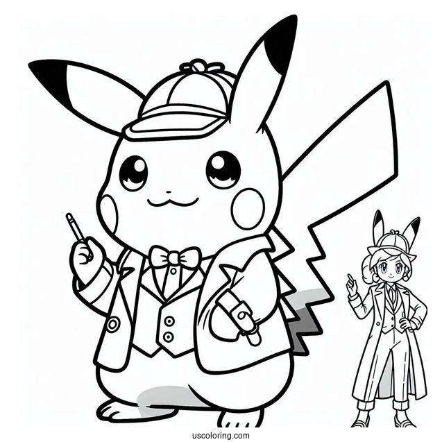Detective Pikachu Coloring In For Kids