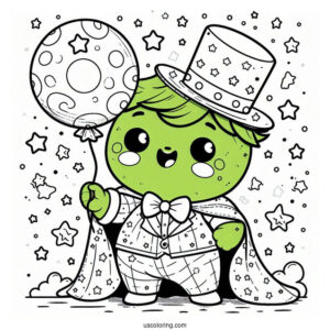 Dazzled Chibi Hulk Coloring Page In A Starry Sky For Preschoolers