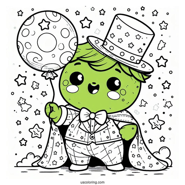 Dazzled Chibi Hulk Coloring Page In A Starry Sky For Preschoolers