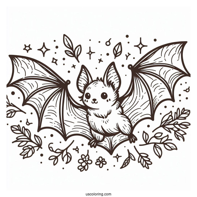 Little Brown Bat Coloring Page In The Air