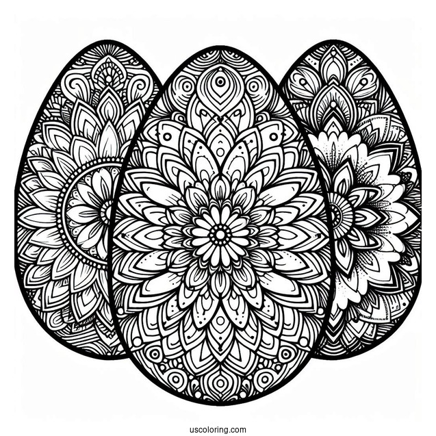 Intricate Flower Mandala Easter Egg Coloring Page For Adults