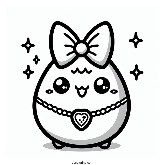 Cartoon Tamagotchi Coloring Page For Kids