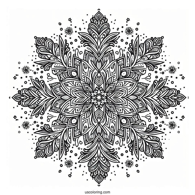 Intricate Snowflake Coloring Page Mandala