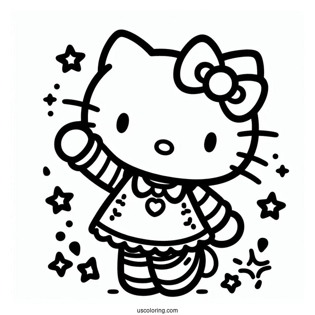 Sanrio Coloring Pages Of Hello Kitty Waving