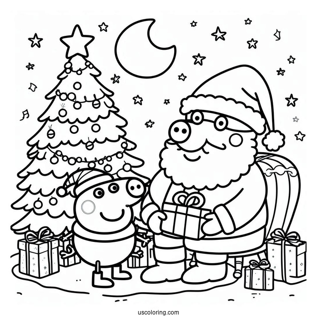 Peppa Pig And George With Santa At Christmas