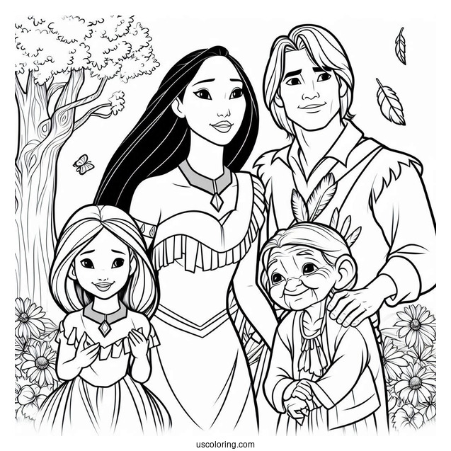 Pocahontas And John Smith With Grandmother Willow