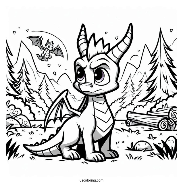 Sypro Coloring Page Serious Cynder Standing In The Forest