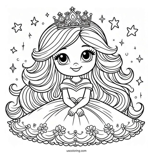 Smiling Princess Daisy Coloring Page In Crown And Gown