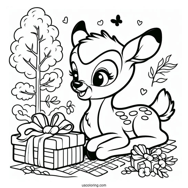 Easy Coloring Page Of Bambi For Preschoolers