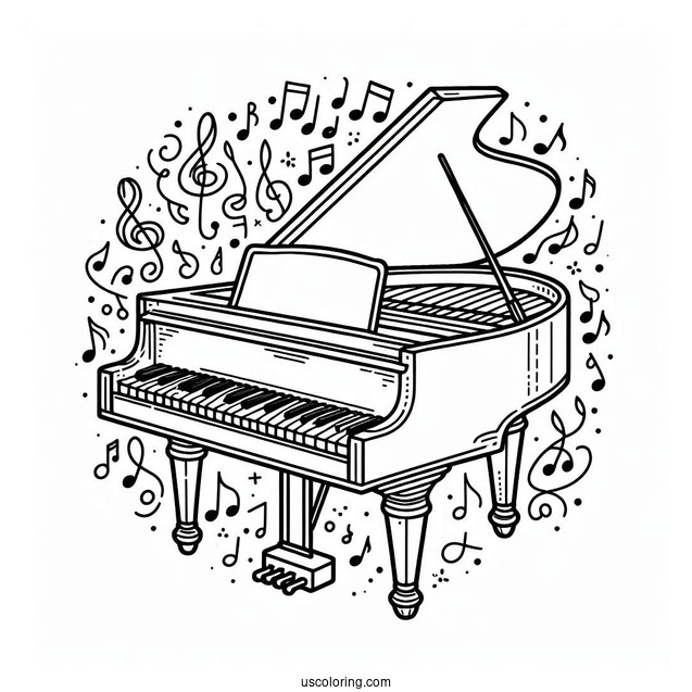 Music Coloring Page Of Easy Grand Piano Outline