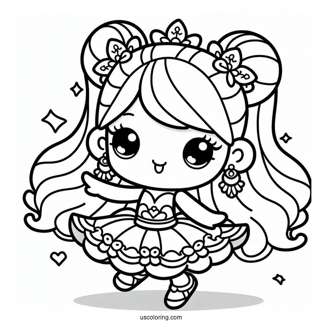 Kawaii Polly Pocket Coloring Page Dancing