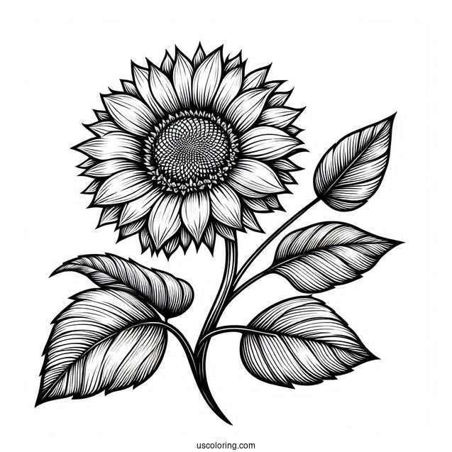Detailed Sunflowers For Coloring