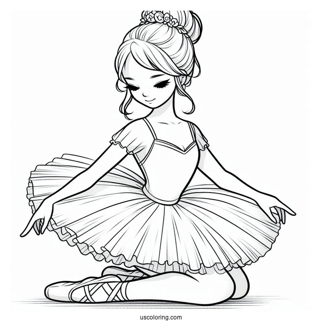Ballerina Doing a Curtsy To Color