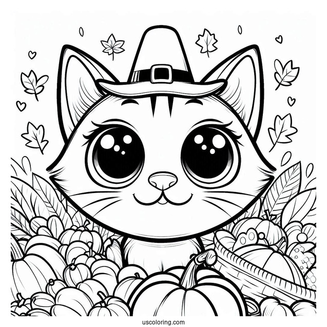 Thanksgiving Themed Pete The Cat Coloring Page