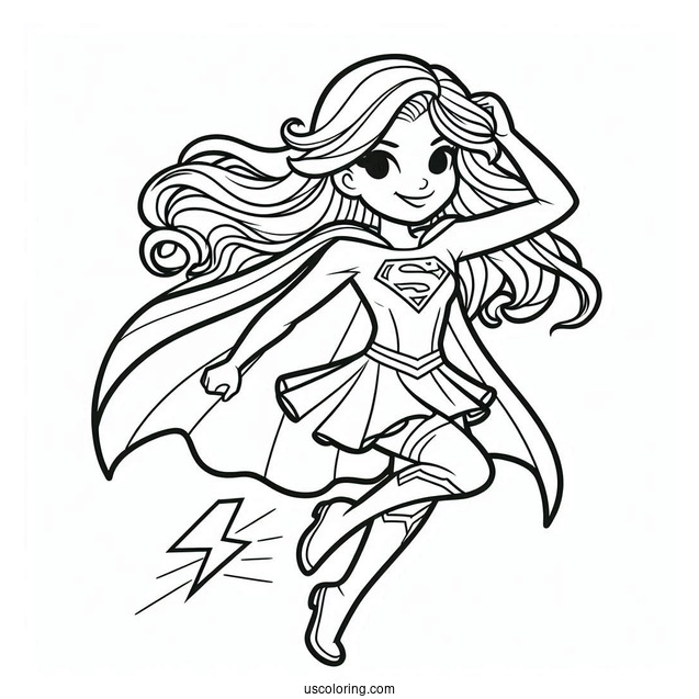 Easy Supergirl Coloring Page For Kids