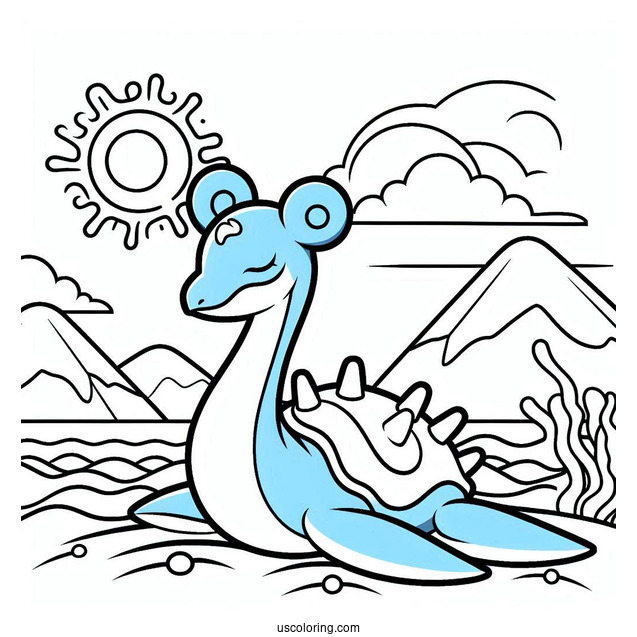 Coloring Page Of Lapras On The Beach