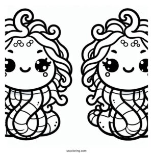 Kawaii Smiling Medusa Coloring Page For Preschoolers