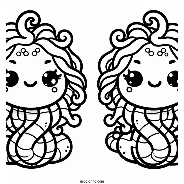 Kawaii Smiling Medusa Coloring Page For Preschoolers