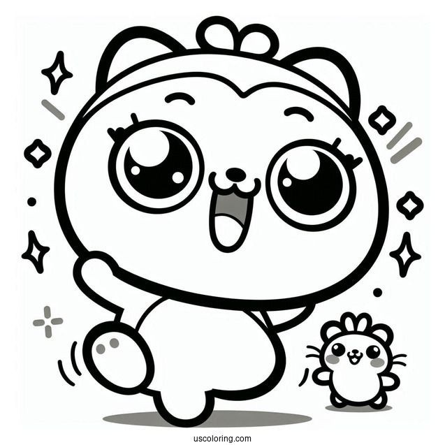 Simple Outline Of Pororo Coloring Page Cheering