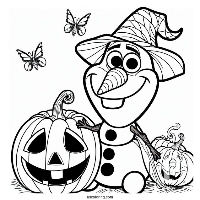 Olaf Halloween Theme With Pumpkin Head To Color