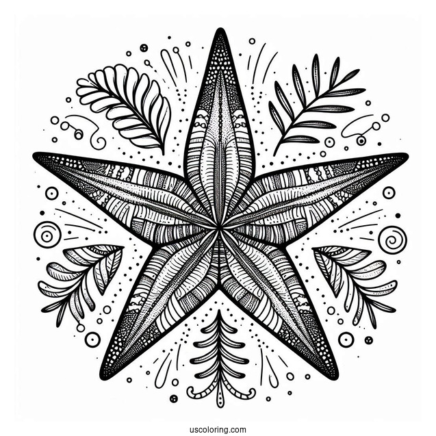 Simple Starfish Coloring Page Mandala For Kids