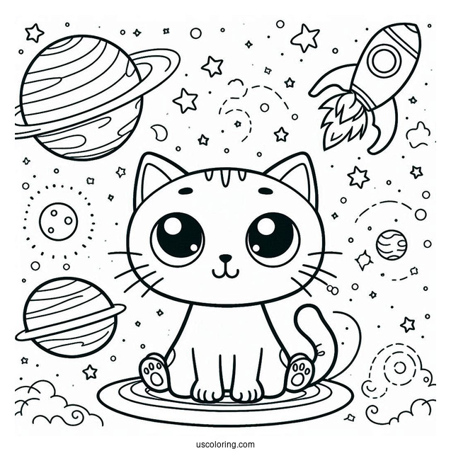 Coloring Page Of Pete The Cat In Space
