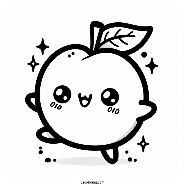 Kawaii Peach Coloring Page For Kids
