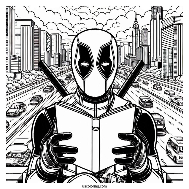 Deadpool Reading Letter On Highway