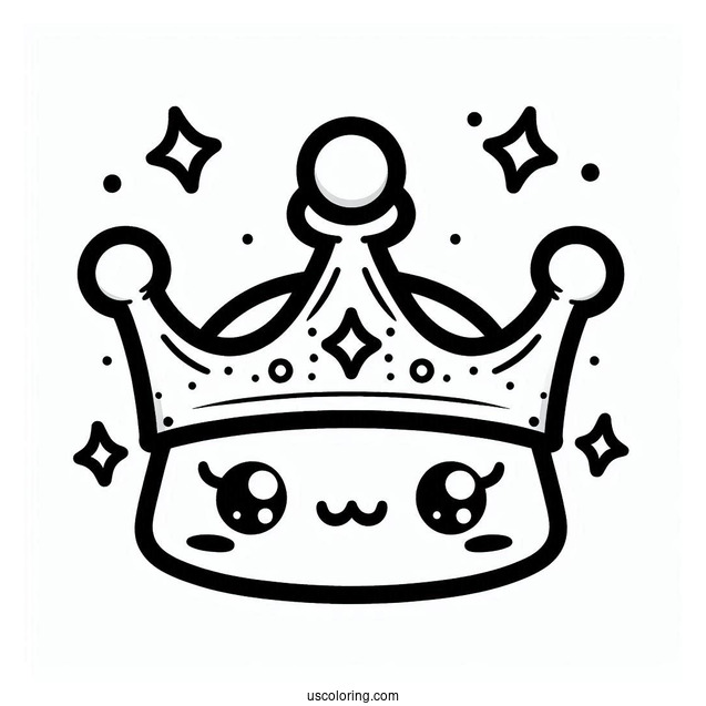 Kawaii Crown Coloring In
