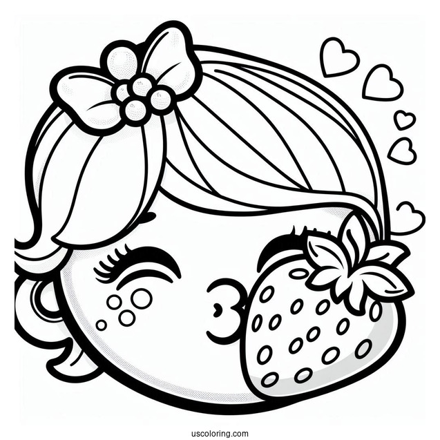 Detailed Coloring Page Of Strawberry Kiss Shopkins