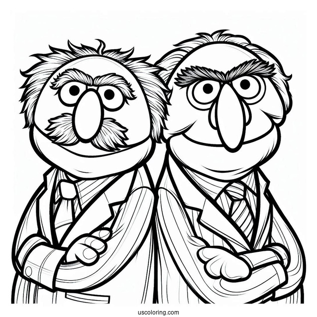 Muppets Coloring Page Of Statler And Waldorf Back To Back