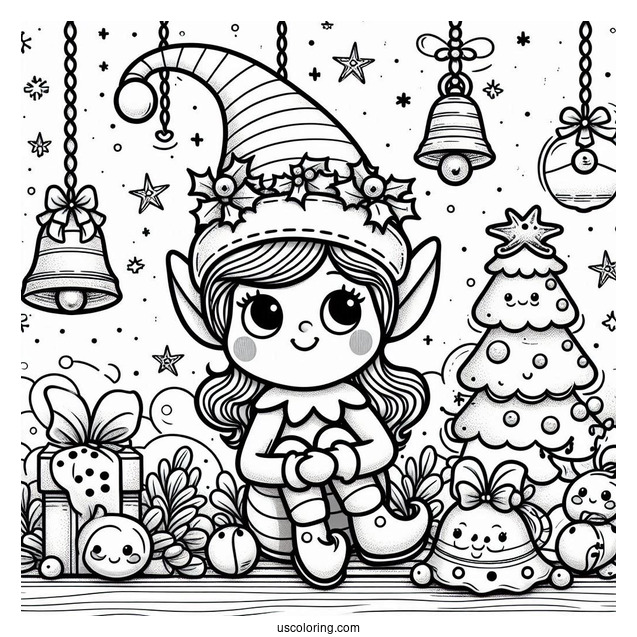 Cute Elf On The Shelf With Christmas Bells
