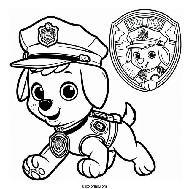 Coloring Picture Of Chase With Police Badges