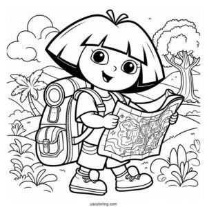 Dora Exploring With Her Backpack And Map