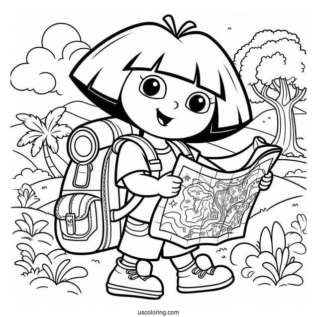 Dora Exploring With Her Backpack And Map