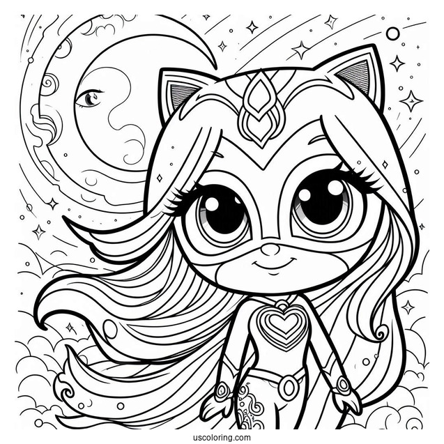 PJ Masks Coloring Page Of Luna Girl In The Night Sky