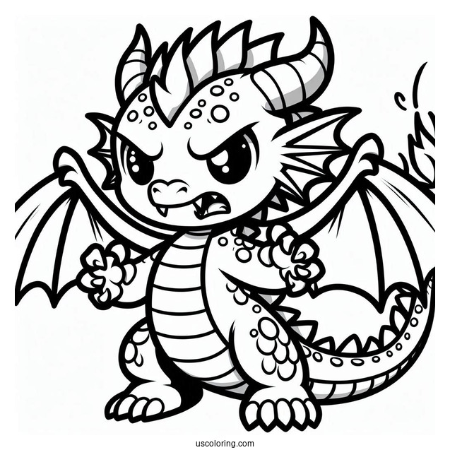 Angry Cartoon Dragon Coloring Page