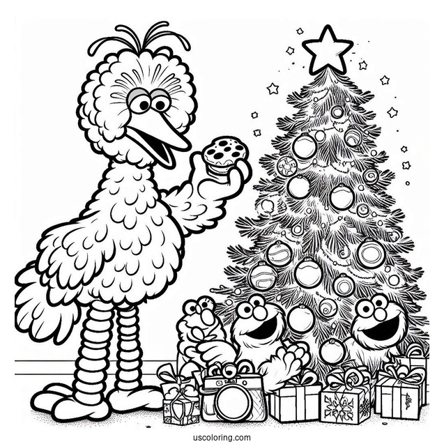 Big Bird, Elmo, Cookie Monster, And Friends Decorating Christmas Tree