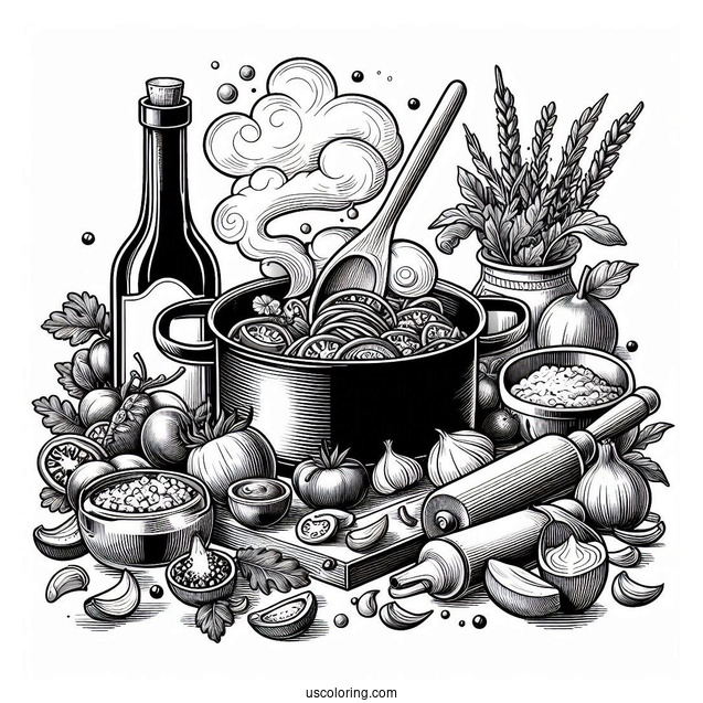 Detailed Ratatouille Coloring Page And Alfredo Cooking