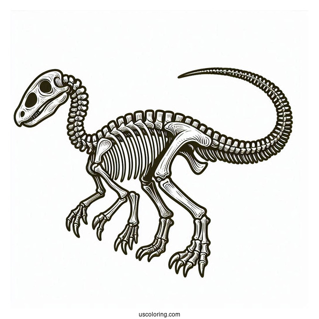 Parasaurolophus Coloring Page Skeleton