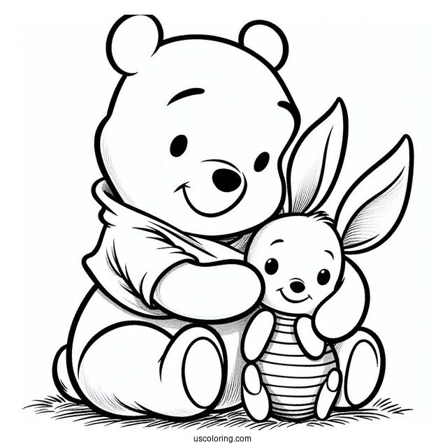Baby Winnie The Pooh With Piglet Coloring Pages For Kids