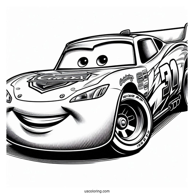 Lightening McQueen From Cars Movie To Color