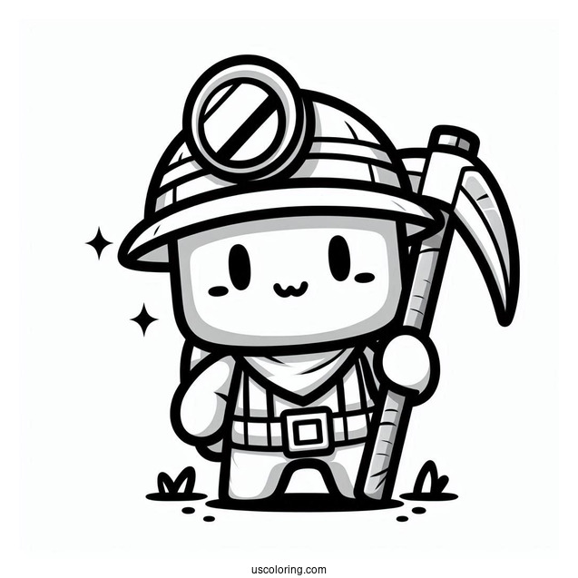 Miner Shy Guy Coloring Page Holding Pickaxe