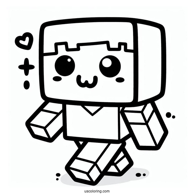 Cute Kawaii Minecraft Steve For Coloring