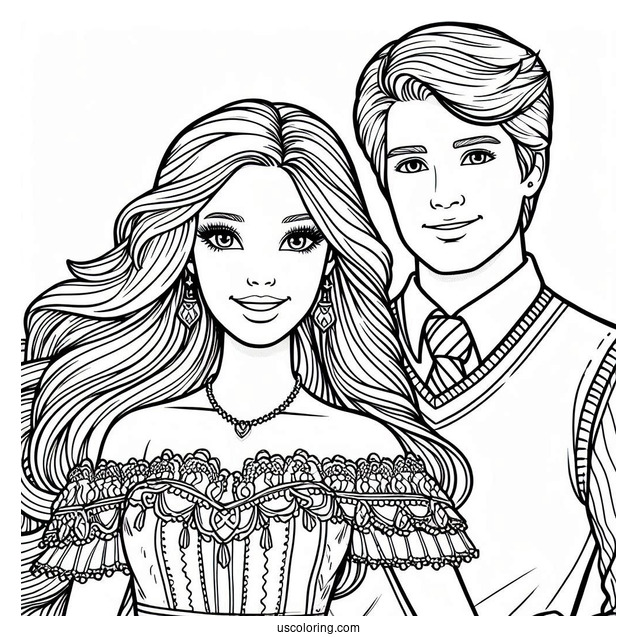 Barbie And Ken Coloring Page For Kids