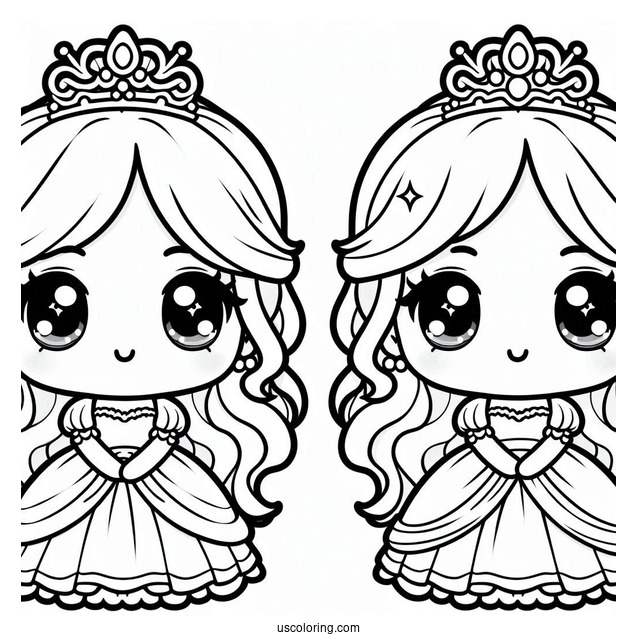 Cute Chibi Princess Coloring Page For Preschoolers